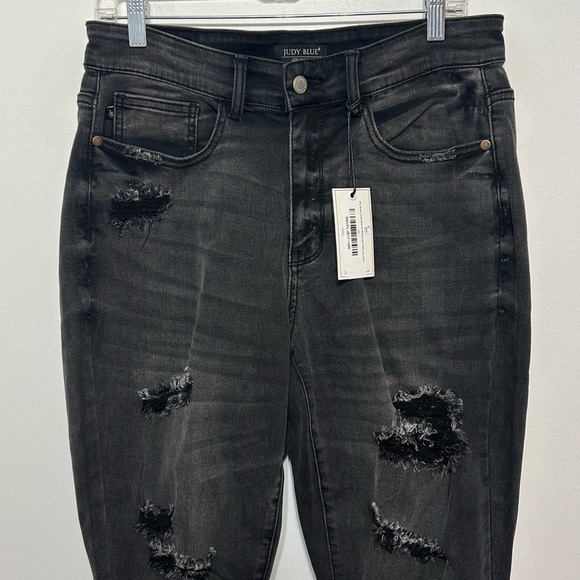 New! Judy Blue High Rise Distressed Skinny Fit Denim Jean Capri Womens S… - Picture 5 of 15